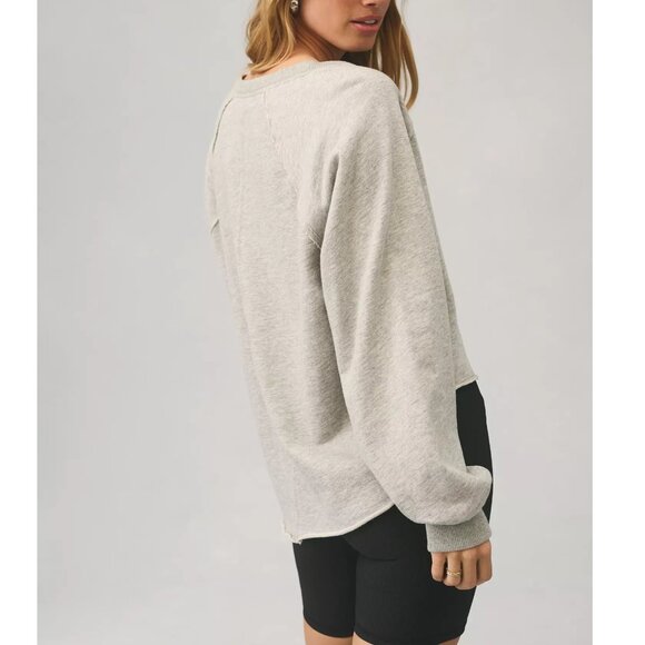 Anthropologie Pilcro Reworked Lightweight Popover Sweatshirt Light Gray Medium - Picture 4 of 8